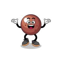 caricatura de bola de chocolate buscando con gesto feliz vector