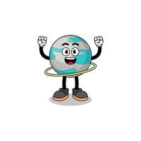 Character Illustration of planet playing hula hoop vector