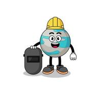 Mascot of planet as a welder vector