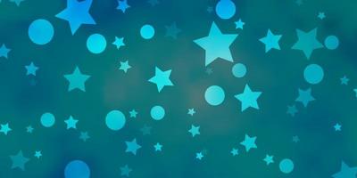 Light BLUE vector background with circles, stars.