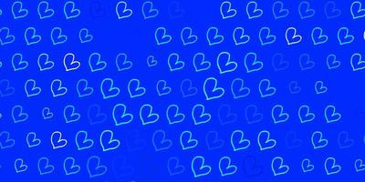 Light BLUE vector background with hearts.