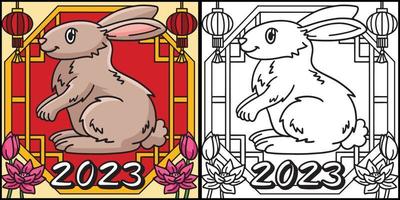 2023 Year Of The Rabbit Coloring Page Illustration vector
