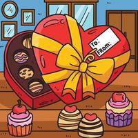 Heart Chocolates Box Colored Cartoon Illustration vector