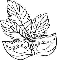 Mardi Gras Mask Isolated Coloring Page for Kids vector