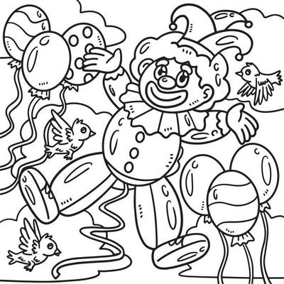 Clown Coloring Page Vector Art, Icons, and Graphics for Free Download