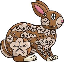 Rabbit Mandala Cartoon Colored Clipart vector