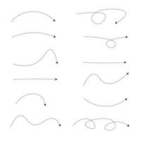 Set of dashed line arrows vector