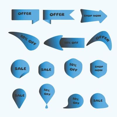 Set of realistic sales label collection
