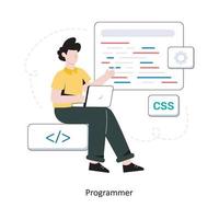 Programmer flat style design vector illustration. stock illustration