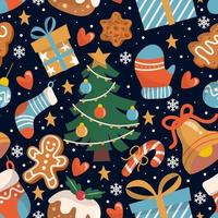 Christmas Doodle Cute Seamless Pattern Background vector