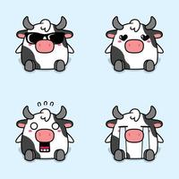 ilustración vectorial de la pegatina emoji vaca kawaii vector