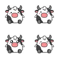 vector illustration of kawaii cow emoji sticker