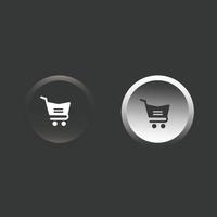 Neumorphic and isometric shopping basket icon button vector