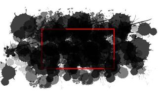 backdrop black drops on white background, Abstract black white watercolor splashes and red frame photo