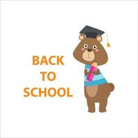 cute teddy bear back to school after vacation vector