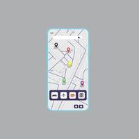 Navigation app. Location app interface on smartphone vector