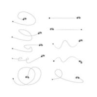 Set of dashed line plane, car, truck and bicycle route with location icon flat design vector