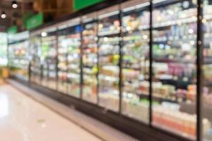 supermarket grocery store aisle and shelves blurred background photo