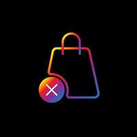 icono de bolsa de compras con descartar vector