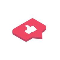 Like button on social media. Isometric design vector