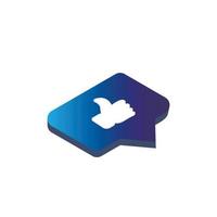 Like button on social media. Isometric design vector