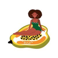 chica con fruta vector