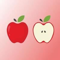 Red apple and half of apple isolated. fruits vector illustration. realistic modern style