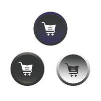 Neumorphic and isometric shopping basket icon button vector