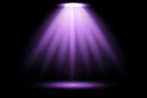 Purple light beams on black background vector