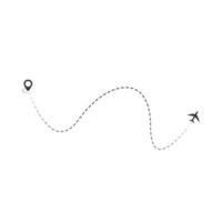 Set of dashed line airplane route with location icon flat design vector