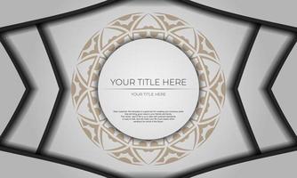 Postcard design with Greek ornaments. White vector background with ornaments and place for your logo.