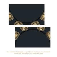 Black business card with vintage brown ornament for your contacts. vector