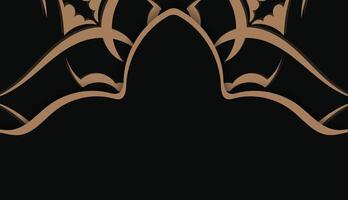 Black banner template with abstract brown ornament and place for logo or text vector
