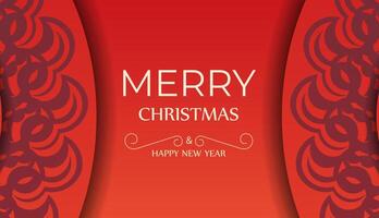 Red Color Happy New Year Brochure Template with Luxurious Burgundy Pattern vector