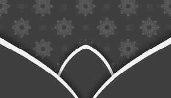 Black banner with vintage white pattern for design under the text vector