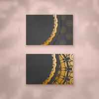 Presentable business card in black with abstract gold ornaments for your brand. vector