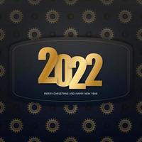 2022 brochure merry christmas and happy new year black color with abstract gold pattern vector