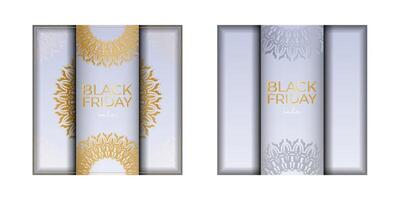 Black Friday poster template in beige color with abstract ornament vector