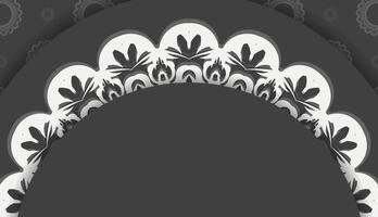 Baner of black color with greek white pattern for design under your logo or text vector