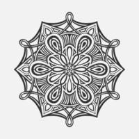 Ornamental round pattern. Black outline mandala on white background. Vector illustration.