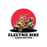 yellow electric scooter three wheels moped logo vector