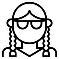 Plait Pigtail Braid Glasses Girl Avatar Woman clip art icon vector