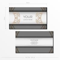 White business card design with patterns. Vector business cards with place for your text and abstract ornament.