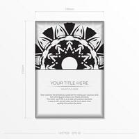 A black and white flyer template with a pattern vector