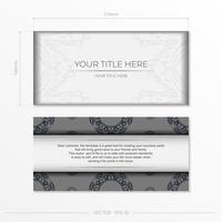 Luxurious Template for print design postcards White colors with patterns. Vector Preparation of invitation card with place for your text and abstract ornament.