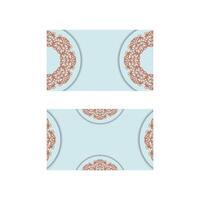 An aquamarine business card with a luxurious coral pattern for your brand. vector