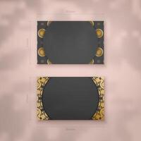 Presentable business card in black with Indian gold pattern for your personality. vector