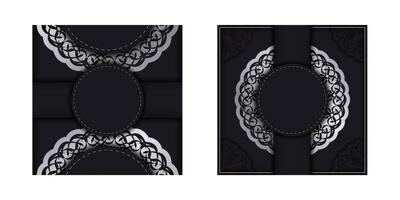 Two black and white cards with ornate designs vector