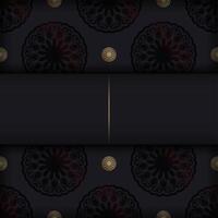 The postcard is in black color with a luxurious pattern, ready for printing. vector