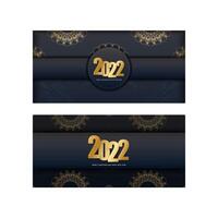Two business cards with gold numbers and a black background vector